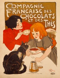 Cartaz publicitário da "Compagnie Francaise des Chocolats et des Thes" de Theophile Alexandre Steinlen (1859-1923), cerca de 1898, Bibliotheque des Arts Decoratifs, Paris - Cartaz publicitário da Compagnie Francaise des Chocolats et des Thes (Compagnie Fra