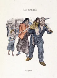 Trabalhadores: em greve em "In Life", por Steinlen 1901