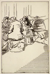 Três mulheres sentadas, século 20 (gravura)