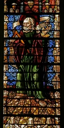 Janela retratando o apóstolo St Thomas com Creed scroll (vitral)