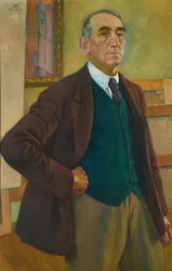 Autorretrato em um colete verde, 1924.