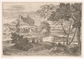 Paisagem da Arcádia com figuras e coelhos Suite de Paysages (título da série)