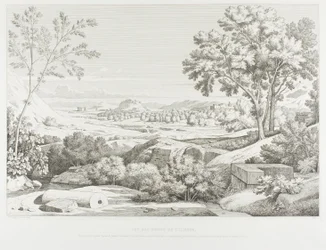 Vista das margens do Illisós: Montanhas da Argólida, Templo de Júpiter Olímpico, Acrópole, Palácio do Rei Corydalus, Aldeia de Ambelo