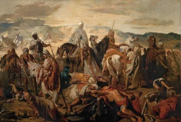 Cavaleiros árabes transportando os seus mortos