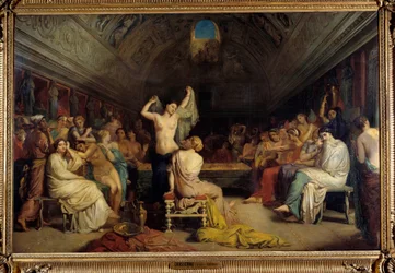 Tepidário. Mulheres reunidas na parte dos banhos quentes sob a Roma antiga. Pintura de Theodore Chasseriau (1819-1856). Óleo sobre tela.