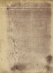 Close das inscrições hieroglíficas (provavelmente do Templo de Edfu)
