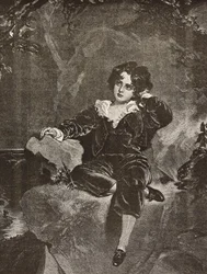 Retrato do Mestre Lambton quando menino, Charles William Lambton, o Menino Vermelho, gravura de uma pintura de Thomas Lawrence de L