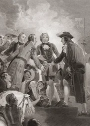 Guilherme, Príncipe de Orange (mais tarde Rei Guilherme III) desembarca em Brixham. (imprimir)