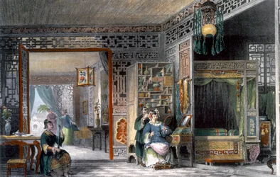 Toucador e quarto de dormir de uma dama de alta posição, China, 1843