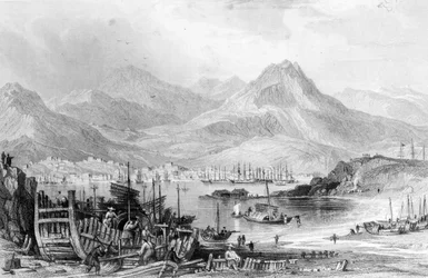 Hong Kong de Kow-loon, gravado por Samuel Fisher