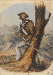 Barton Hottentot Kat River Levy (lápis e óleo sobre papel)