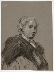 Busto de Mulher (reto); Figura drapeada, comprimento de três quartos (verso)