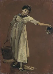 Rapariga com um balde (óleo sobre tela)