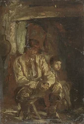 O lenhador e o seu filho (óleo sobre tela)