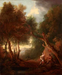 Paisagem arborizada, noite de outono (óleo sobre tela)