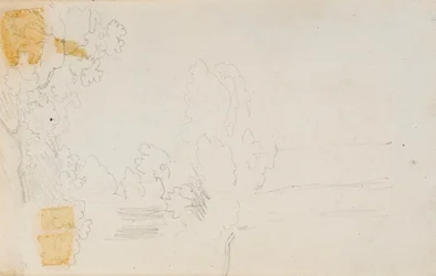 Uma paisagem e árvores (verso)