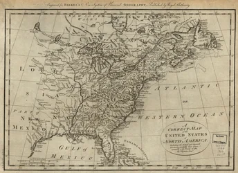 Um mapa correto dos Estados Unidos da América do Norte, incluindo os territórios britânicos e espanhóis, cuidadosamente elaborado de acordo com o tratado de 1784. LOC 74692103