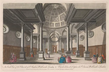 An Inside View of the Church of St. Stephen, Walbrooke, Londres