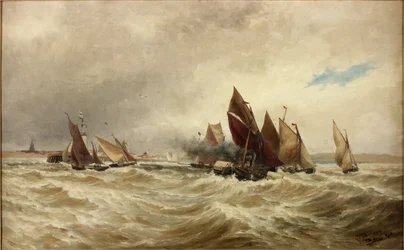 Barcos de reboque fora de Calais