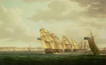 Nelson no "Teseu", com o Esquadrão Costeiro de Cádiz, em julho de 1797,