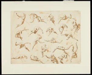 Folha de estudos de figuras (caneta e tinta sobre papel)