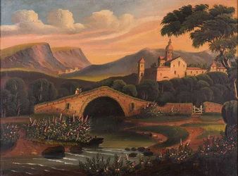 Cena Italiana com Ponte, 1840-1860