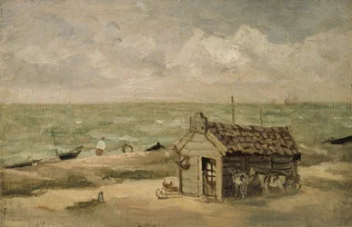 Cabana de um pescador à beira-mar