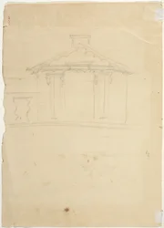 Desenho à mão livre de elevação do novo estúdio em Cedar Grove