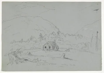 Casa em Mount Desert, c.1844 (grafite aumentada com lápis branco sobre papel)