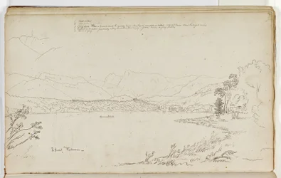 O chefe de Windermere, Lake District, Inglaterra, 1829 (caneta e tinta sobre lápis sobre papel)