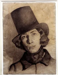 Retrato de Maurice Sand (1823-1889), filho de George Sand, 21 anos - Desenho sem data por Thomas Couture (1815-1879) - este desenho foi durante muito tempo considerado como o da sua mãe George Sand, Musee de la Vie Romantique, Paris