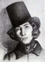 Retrato de Maurice Sand (1823-1889), filho de George Sand, 21 anos - Desenho sem data por Thomas Couture (1815-1879) - este desenho foi durante muito tempo considerado como sendo o da sua mãe George Sand