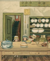 Vida em casa: As crianças na cozinha do andar de baixo