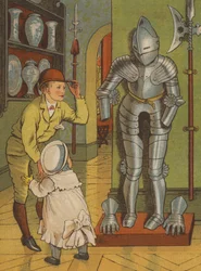 Paris: O homem de armadura no Musee de Cluny (cor litho)
