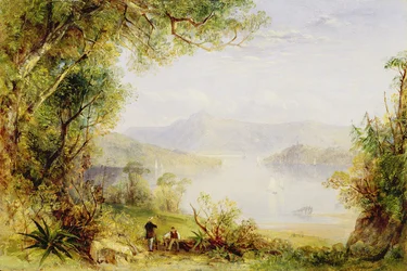 Vista no Rio Hudson, c.1840-45 (óleo no painel)