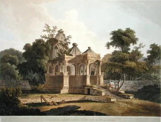 Um antigo templo Hindoo no Forte de Rotas, Bahar, placa 12 do "Cenário Oriental": Vinte e Quatro Vistas em Hindoostan