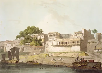 Parte da cidade de Patna, no rio Ganges, de "Cenário Oriental: Vinte e quatro vistas em Hindoostan", 1795