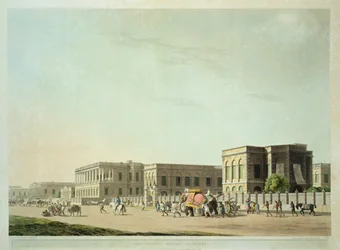 A Casa do Conselho, Calcutá, placa 29 de &39;Cenário Oriental: Vinte e quatro vistas no Hindoostan&39;, gravado por Thomas e William (1769-1837) Daniell, 1798