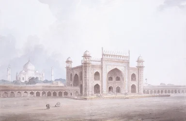 O portal do Taj Mahal, Agra, Uttar Pradesh,