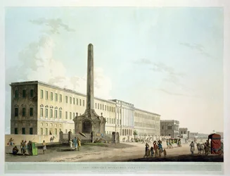 Os edifícios dos escritores, Calcutá, prato 30 de "Cenário Oriental: Vinte e quatro vistas no Hindoostan", gravado por Thomas (1749-1840) e William Daniell (1769-1837), 1798