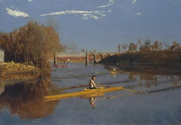 O campeão Scull único Max Schmitt em um único Scull, 1871.