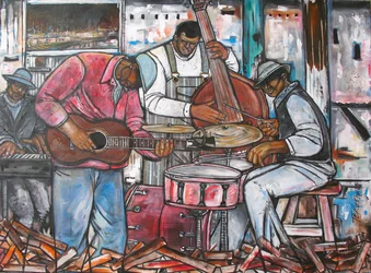 Blues In The Rouge, 2014 (técnica mista sobre tela)