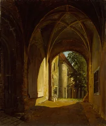 Uma sala abobadada no Castelo de Scharfenberg perto de Dresden