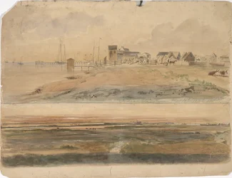 Indianola, Texas e Indianola com Lavaca Point à distância, 16 de maio de 1852 (aguarela sobre papel)