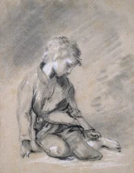 Beggar Boy, por volta de 1780 (giz preto e toco, aumentado em branco, em papel pálido)