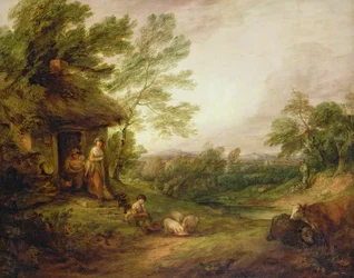 Porta de uma casa de campo com rapariga e porcos, c. 1786