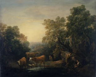 Paisagem rochosa com Hagar e Ismael (óleo sobre tela)