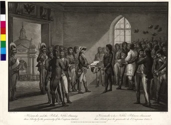 Tadeusz Kosciuszko e os aristocratas polacos pedem ao czar Paulo I que lhes devolva a liberdade