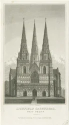 Catedral de Lichfield - Frente Oeste: gravura, nd [c 1833] (imprimir)
