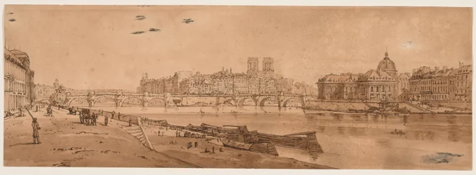 Uma seleção de vinte das vistas mais pitorescas de Paris: Vista da Pont Neuf, de parte do Louvre, de Notre-Dame e do Colégio das Quatro Nações